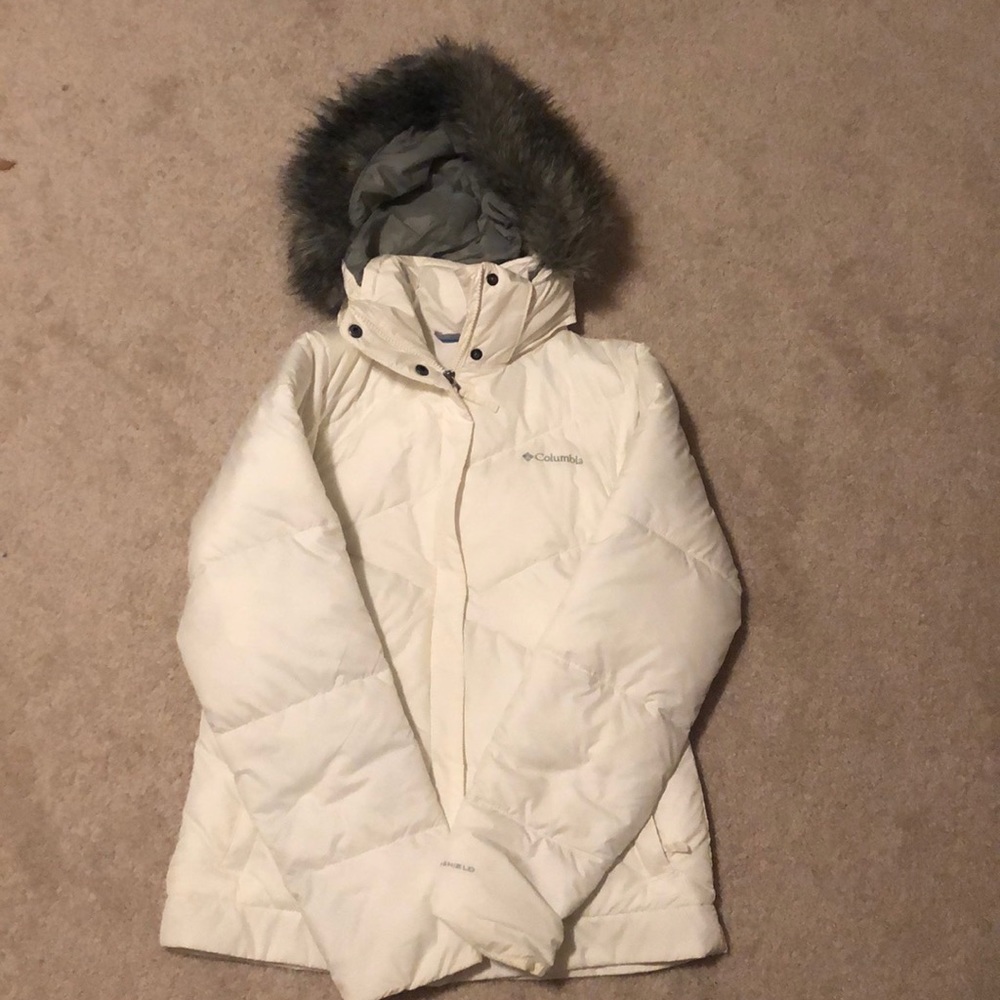 Fur hooded Columbia coat